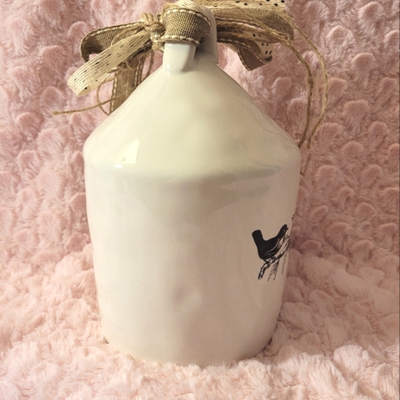 2-sided Rae Dunn "Chirp" birdhouse with ribbon & bird/branch print on back. - Picture 9 of 16